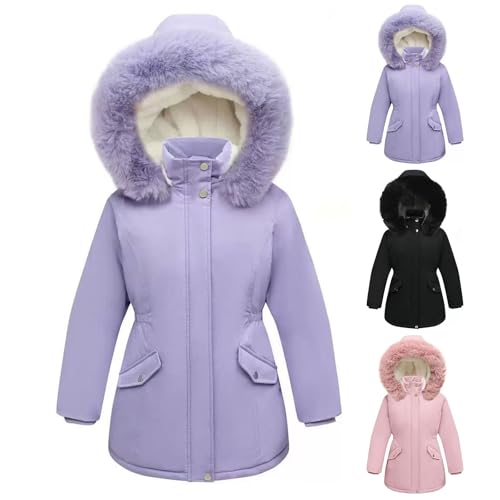 Girls Winter Down Jacket Long Puffer Coat with Removable Hood Kid's Full Zip Warm Insulated Parka for Cold Weather
