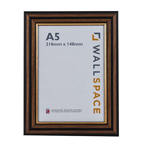 Wall Space Traditional Mahogany A5 Certificate Frame with Gold Inset, Brown with Gold Line, 6x8 inches - Image 3