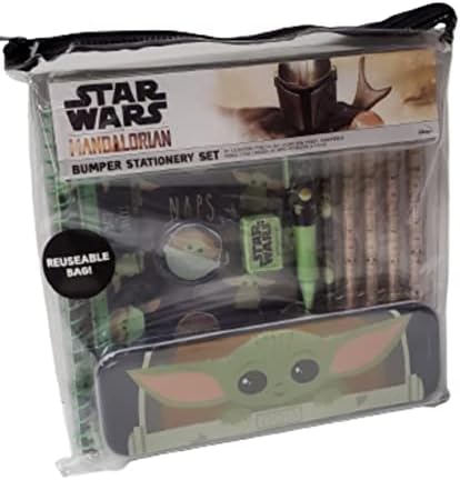 Star Wars; Bumper Stationery Set Mandalorian The Child Grogu Christmas Pen Pencil Case Notebook