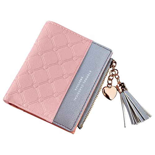 Lieonvis Short Women Wallet Mini Mode Wallet Quastel Zipper Multi Card Zero Wallet PU Leder Brieftasche Damen Geldbeutel Super dünn Reißverschluss Kupplung Tasche Geldkarte Halter für Frauen Lady Mädc Cover