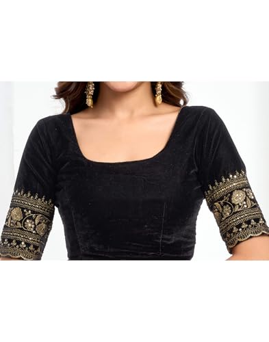 Image of SIRIL Women's Shimmer Net Sequence Embroidery Lace Saree for With Unstitched Blouse Piece