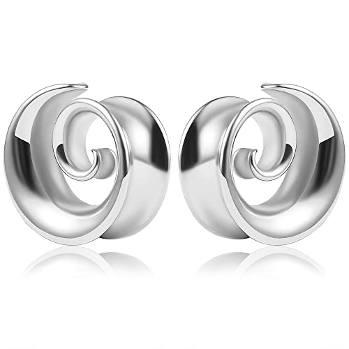 2PCS Spiral Saddle Ear Tunnels Plugs 316 Stainless Steel Ear Gauges Hypoallergenic Earrings Expander Stretcher Piercing Body Jewelry