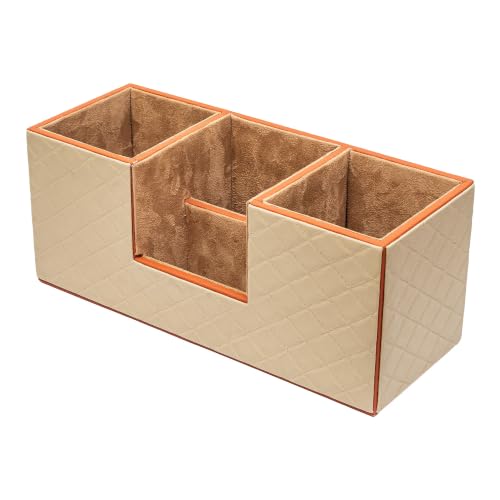 Image of AI DESIGN CO. Office Desk Organizer Caddy | Vegan Leather & MDF Stationery Storage | Tabletop Workspace Accessories Holder for Home & Office Desk | Dune Collection - Sandstone Rust, Big
