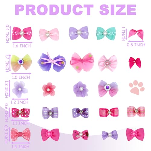 Dog Hair Bows, 24 Pieces Puppy Hair Bows with Rubber Bands,Small Dogs Hair Accessories Dog Bows for Ears,Lace Organza Puppy Bows Rhinestone Pearls Dog Hair Ties Dog Hair Grooming Accessories Dog Hair Bows, 24 Pieces Puppy Hair Bows with Rubber Bands,Small Dogs Hair Accessories Dog Bows for Ears,Lace Organza Puppy Bows Rhinestone Pearls Dog Hair Ties Dog Hair Grooming Accessories