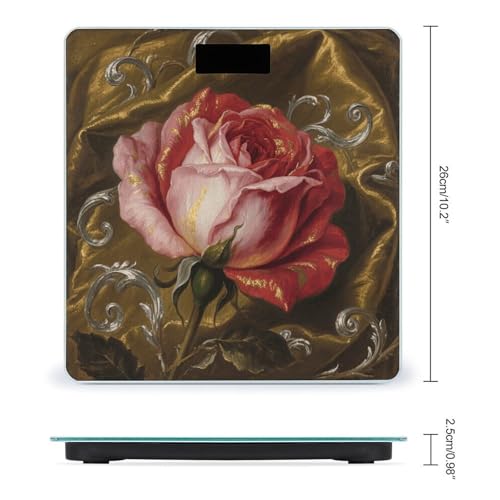 Báscula digital de baño con diseño floral rosa roja miniatura 2