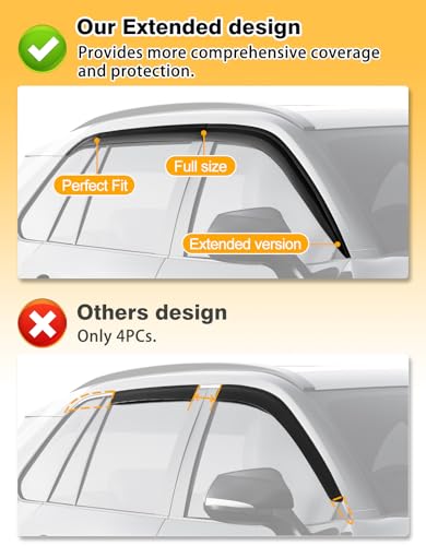 Image of Tape-On Window Visors Rain Guards for Toyota RAV4 2019-2025,6pcs | 6PCS,Low Profiles,Extra-Thick,Extra Durable,Out-Channel,Window Deflectors,Vent Visors,Vent Shades,Car Accessories