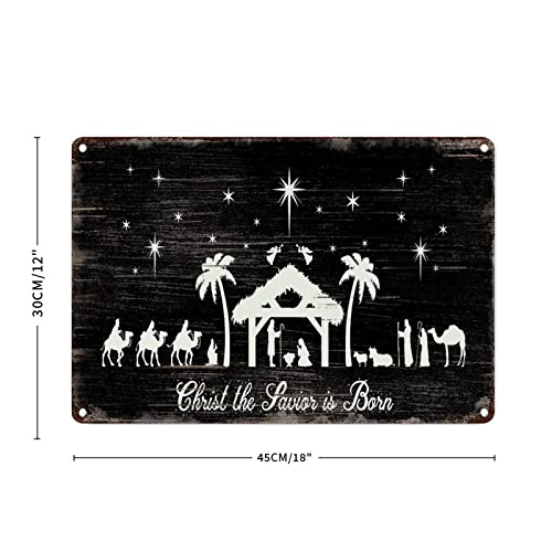 Naissance de Jésus scène de crèche vintage en métal noir cadeau idéal Noël 30x45