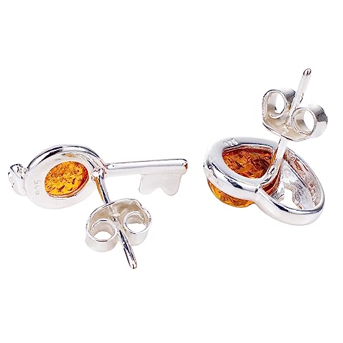 Sterling Silver and Baltic Amber Heart and Key Earrings4