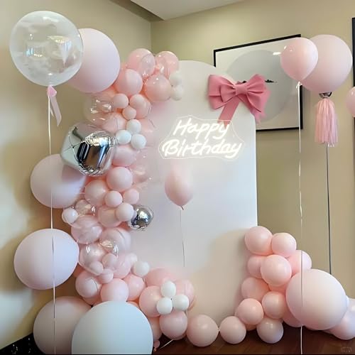 Image of Happy Birthday Neon Sign, 5V USB LED Neon Light with On /Off Switch, Warm White Neon Signs for Birthday Party Decorations, Bedroom Wall Decor, Birthday Gifts(Happy Birthday4)