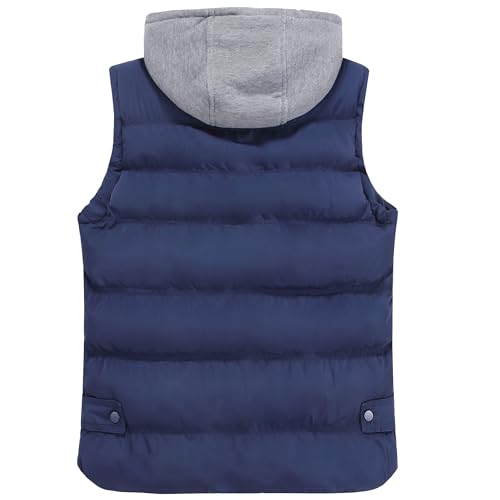 Image of Men's Winter Puffer Vest, Sleeveless Jacket with Padded and Detachable Hood - Ideal Outerwear for Cold Weather