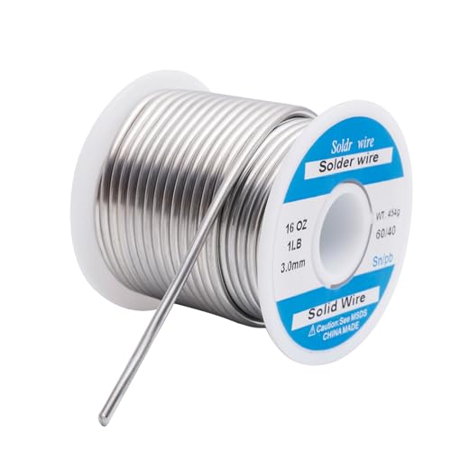 60/40 Fil à souder 3 mm noyau solide 454 g pour vitrail