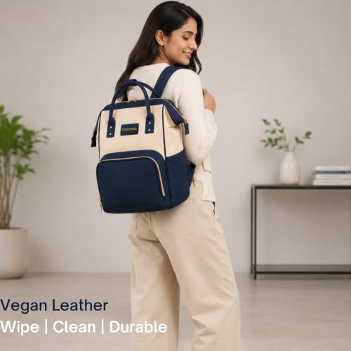 Image of MAMMA Vegan Leather Diaper Bag for Mothers for Travel, Baby Bag for Mother Travel, Diaper Bag for Baby, 12 Pockets Waterproof Diaper Bags for Mom, Hospital Bag for Delivery Women | 9 Months Warranty