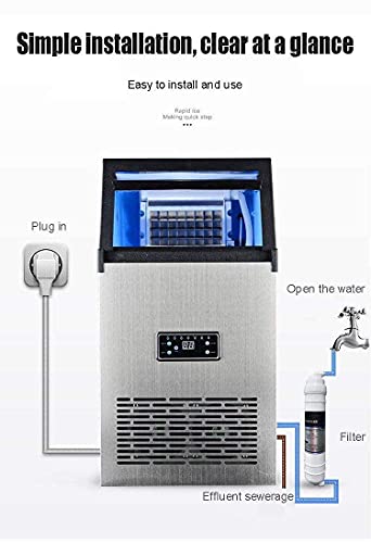 ywewsq Ice Maker Machine Countertop, kommerzieller Eiswürfelbereiter, Macht 88 Pfund EIS in 24 Stunden, Eiswürfel fertig… – Bild 7