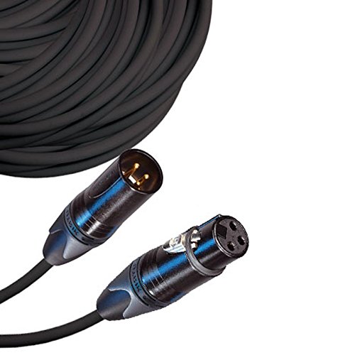Male to Female XLR Cable with Neutrik NC3 Connectors and Premium 20ga Wire - 100: FT Long: Black
