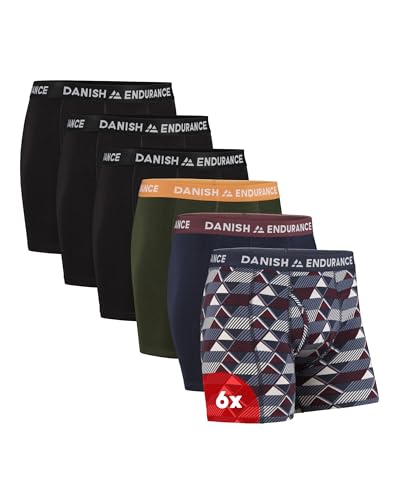 DANISH ENDURANCE Calzoncillos Hombre Boxer Algodon Premium, Pack de 6, Multicolore, L