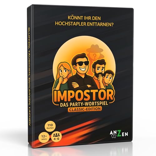 IMPOSTOR - Das Party-Wortspiel - Classic-Edition | Imposter Kartenspiel | Könnt ihr den Hochstapler enttarnen? | Partyspiel-e | Gesellschaftsspiel-e für die Familie, Freunde & Erwachsene | Geschenk-e