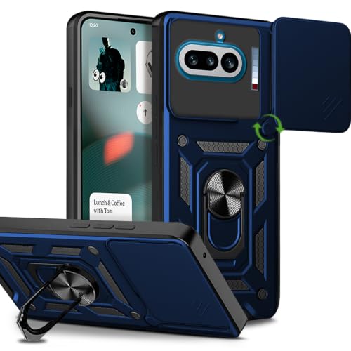 Image of AESTMO Tough Armor Nothing Phone 4A 5G Bumper Back Case Cover | Ring Holder & Sliding Camera Shield Cover | 360 Degree Protection Back Case Cover for Nothing Phone 4A 5G (Blue)