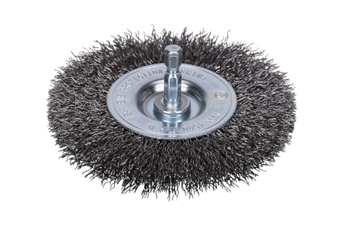 Image of Century Drill & Tool 76441 4 inch Durable Coarse Crimped Radial Wire Brush, 1 /4 inch Drill Shank, 4,500 RPM - Ideal for Rust /Paint Removal, Deburring, & More