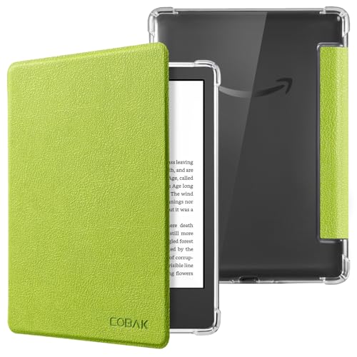 Image of CoBak Case for 6 Inch e-Reader, Ultra Clear Soft Flexible TPU Back Cover Light Shell, with Auto Wake /Sleep, not Compatible Kobo Claro, Grass Green