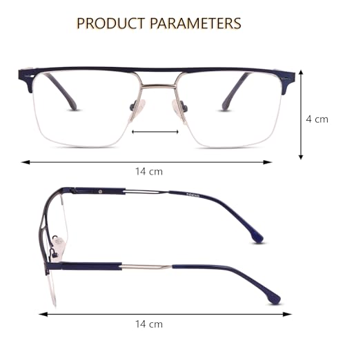 Image of Teen & 20 Rectangle Eyeglasses Frame for Men & Boys - Classic Half-Rim | Stylish & Lightweight Spectacle Frame | Durable Eyewear for Office, Study & Daily Use - TK9004