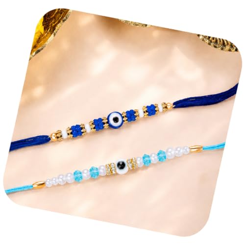 Image of Peora Evil Eye & Crystals Studded Rakhi for Brother Bhaiya | Red Thread | Raksha Bandhan Hamper with Roli Chawal Greeting Card