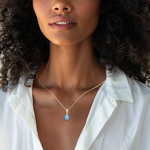 14K Gold Plated Gemstone Teardrop Necklace for Women – Dainty Birthstone Jewelry – Elegant Everyday Gold Necklace – Gift for Her3