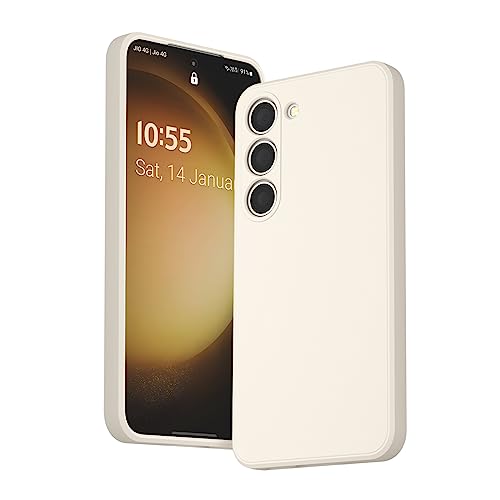 YLK Coque Compatible avec Samsung Galaxy S23 5G, Étui en Silicone avec Doublure en Microfibre Souple, Conception Spéciale de Bord Droit pour Samsung S23 5G, 6.1", Blanc