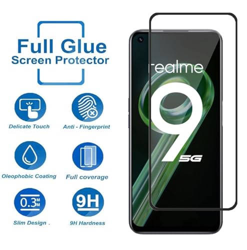 Image of HD Tempered Glass Screen Protector Compatible For Realme 9 5G With Edge To Edge Coverage And Easy Installation Kit