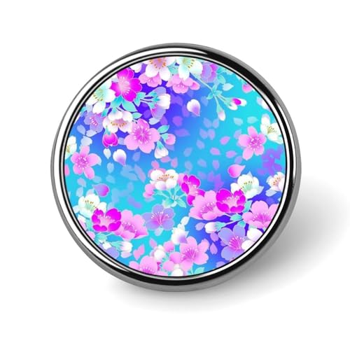 ピンバッジ ブローチ 合金製 和風 和柄 パープル 花柄 さくら かわいい ピンバッチ バッジ アクセサリー 丸型 おしゃれ 飾り物 ギフト プレゼント