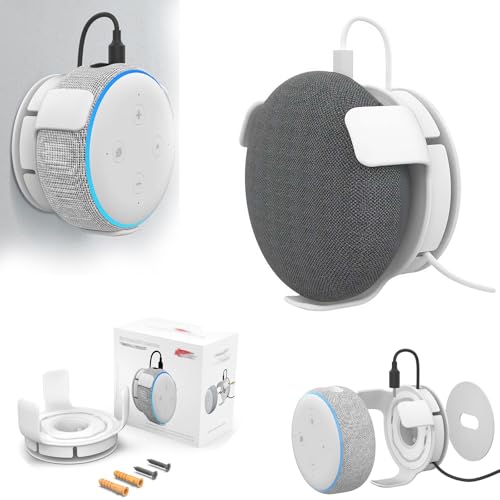 Support mural pour Echo Dot 3e, 4e et 5e générations, gestion des câbles intégrée, accessoires peu encombrants pour haut-parleurs Dot Smart, avec vis (1...