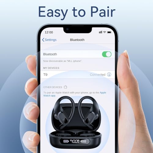 Image of occiam Active Noise Cancelling Wireless Earbuds Bluetooth Headphones Ear Buds 96Hrs Playback Clear Call Waterproof Earphones with Ear Hook Microphones for Sport Running Black