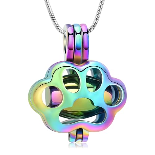QGJNSGC Pet Cremation Jewelry for Ashes for Dog Cat Paw Print Memorial Locket Urn Necklace with Mini Case Keepsake Cremation Jewelry for Women/Men