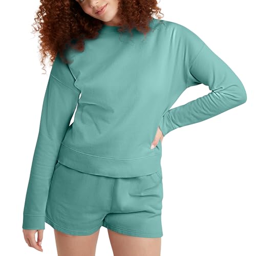 Hanes Women's Originals Garment Dyed Sweatshirt, Midweight Fleece Sweatshirt for Women