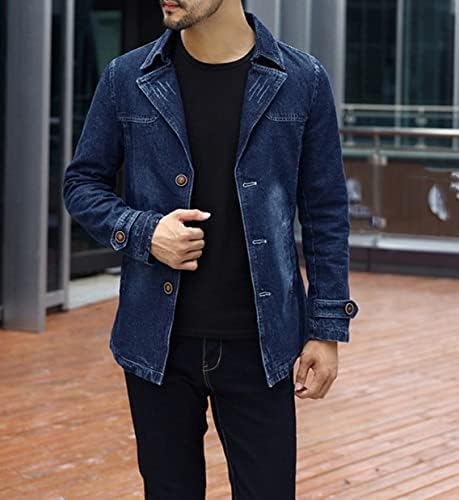 Amazon.com: Gabardina de longitud media para hombre con cuello de mezclilla  y cintura : Ropa, Zapatos y Joyería