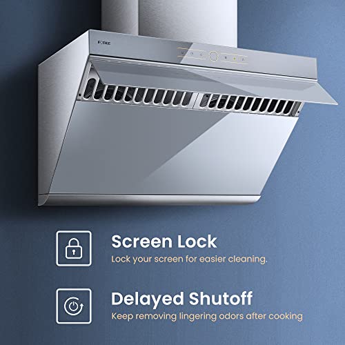 Fotile Jqg7501.G 30" Range Hood | Unique Side-Draft Design For Under Cabinet Or Wall Mount | Modern Kitchen Vent Hood | Powerful Motor | Led Lights | Silver Grey Tempered Glass Surface #TOP2