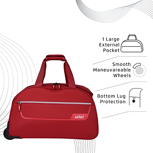 Image of Safari Arc Polyester Duffle Bags for Travel 66 cm 2 Wheel Travel Bags for Luggage Red Luggage Bag Strolley for Men and Women
