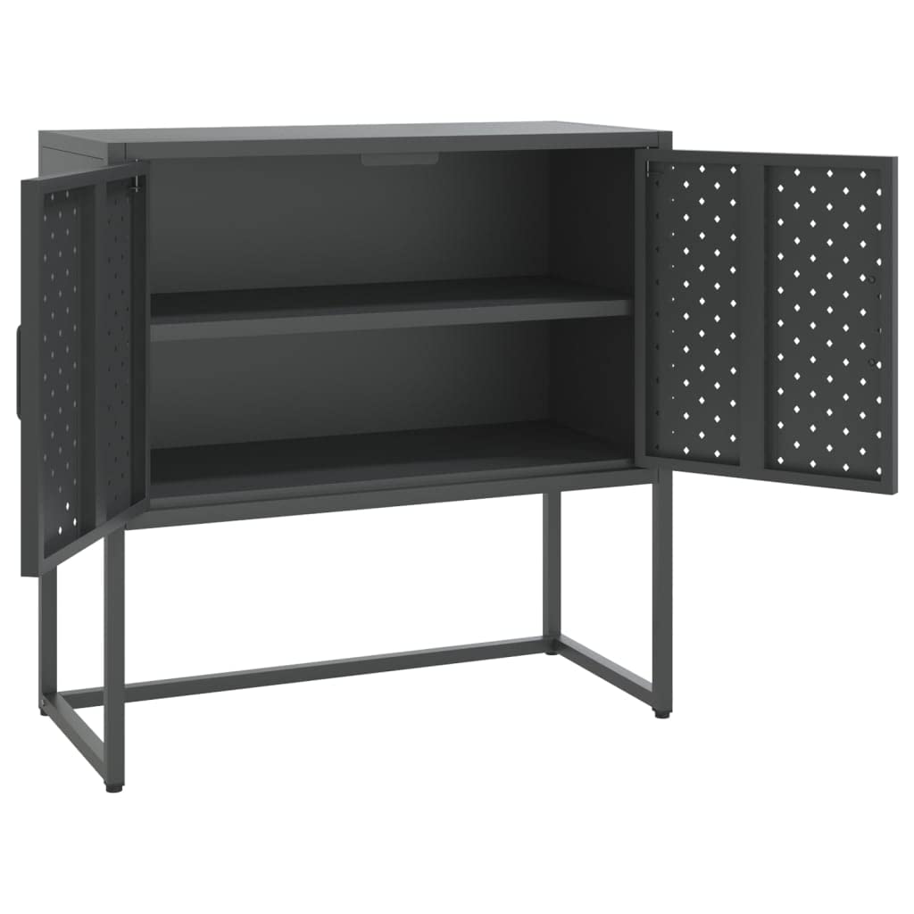 Kredens antracytowy, 75 x 35 x 75 cm, stal, komoda na korytarz, szafka komodowa, szafka na pranie do sypialni