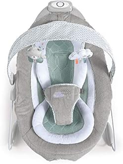 SmartBounce Automatic Baby Bouncer Seat with White Noise, Music, Toy Bar & 2 Plush Infant Toys, 0-6 Months Up to 20 lbs (Pemberton)