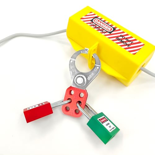 Image of Lock Out Tag Out Hasp,Red 1.5 inch Jaw Diameter Stainless Steel Lockout Hasp Tamper-Proof Padlock Hasp with Extended Jaw,Nylon Handle,Impact-Resistant(10 Pack)