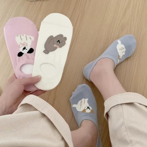 Image of Violet Mist Women No Show Socks Animal Patterned Low Cut Liner Socks Girls | Non Slip Invisible Socks, Novelty Funny Pattern Footies Flat Boat Socks Casual, Summer
