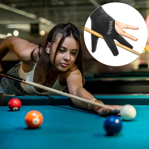 Image of Proberos 1Pc Snooker Glove, Billiard Gloves Left Hand Full Finger 3-Finger, Anti-Slip Patch Design, Breathable Fabric, Unisex, Smooth Striking Performance, Black,Billiards
