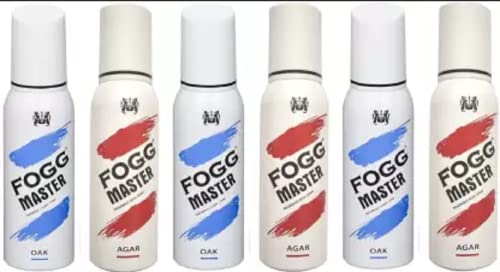 FOGG 3 Master Oak and 3 Agar Fragrance Body Spray 120ML Each (Pack of 6) Body Spray - For Men & Women (720 ml, Pack of 6)