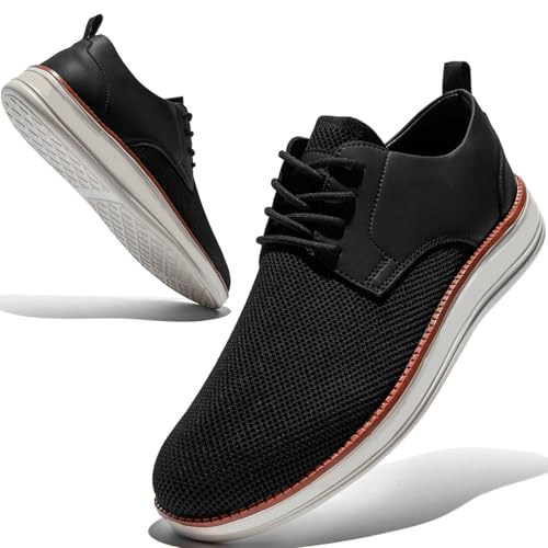 Men's Casual Dress Oxfords Shoes Breathable Knit Leisure Fashion Sneakers Lightweight Comfortable Walking Shoes