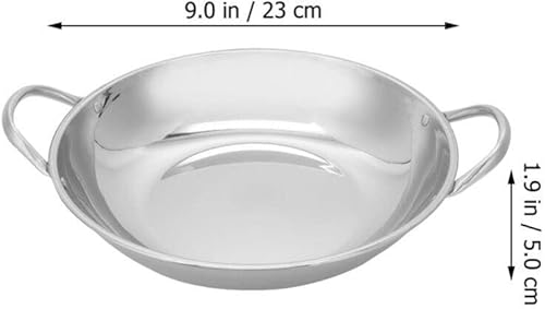 Miniatura 2 de BESTonZON Sartén antiadherente de acero inoxidable Wok de fondo plano, sartén de doble asa, sartén de cocina china japonesa shabu olla caliente