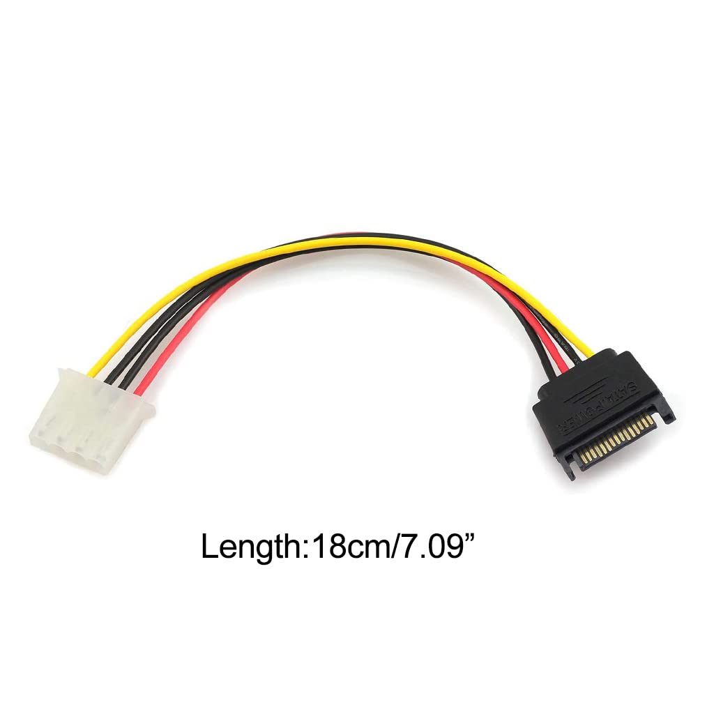 DGFJY 4 Pin IDE Molex Female to 15 Pin Male HDD Power Adapter Cable for DIY Molex Power Supply HDD Data Transmissio Extension Cable Male to Female for Computer