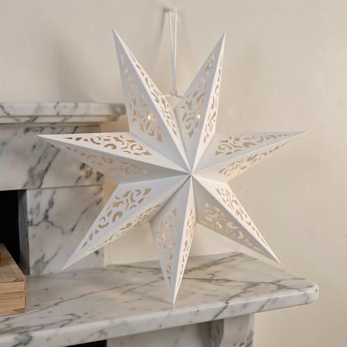 Image of LIOOBO Paper Star Lanterns Star Shaped Decorative Light Cover Hollow Out Window Grille Lamp Shade for Christmas Birthday Wedding Home Party 17.71 X 17.71 X 7.48 in