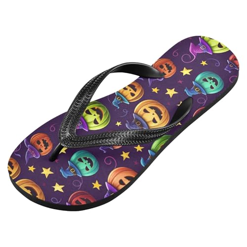 Burbuja Colorful Jack O Lantern Pumpkins Flip Flops for Women Men, Soft Thong Sandals Rubber Slippers for Pool Beach Essentials2