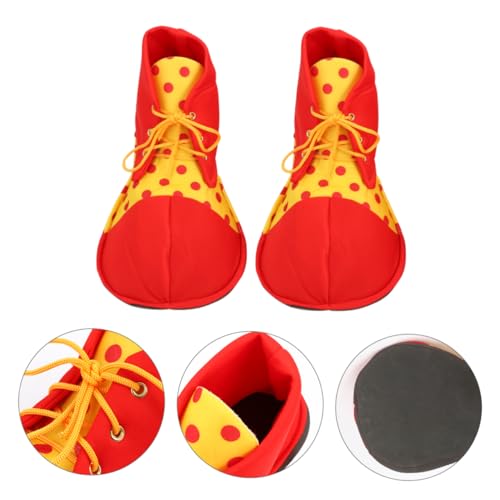 TOGEVAL Adult Clown Wig Nose and Shoes Set Red Comprehensive Party Accessory Perfect for Birthday Halloween Shows Random Color