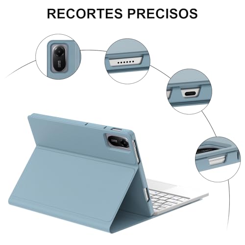 Teclado para Redmi Pad 2 11 pulgadas 2025 funda Bluetooth con Ñ y touchpad azul 6