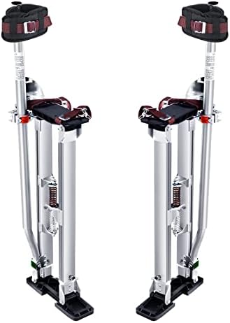 VEVOR 24''-40'' Adjustable Aluminum Drywall Tool Stilts, Durable Non-Slip Work Stilts with Protective Knee Pads, for Sheetrock Painting, Taping, Walking, Silver